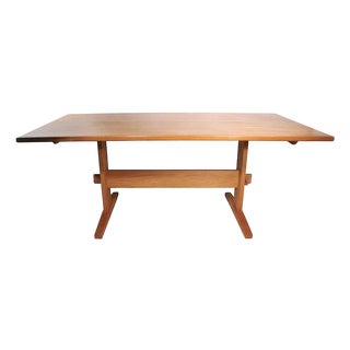 Mid Century Scandinavian Trestle Base Dining Table For Sale