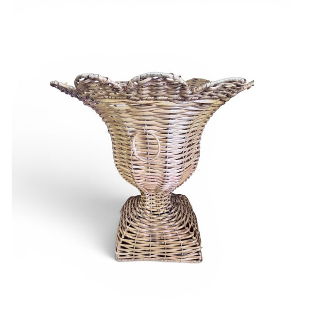 Mid 20th Century Pair of Large Vintage Wicker Urns For Sale - Image 5 of 17
