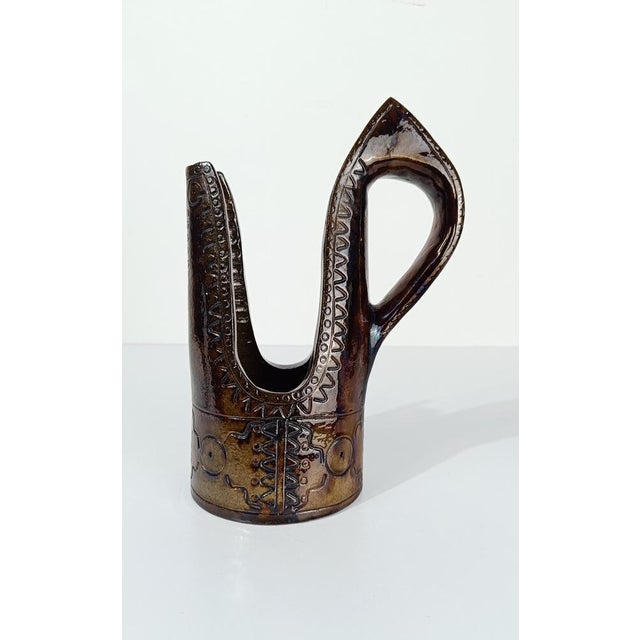 1970s Mid 20th Century Italian Primitive Style Ceramic Jug or Vase by Urbano Fontana, 1970s For Sale - Image 5 of 18