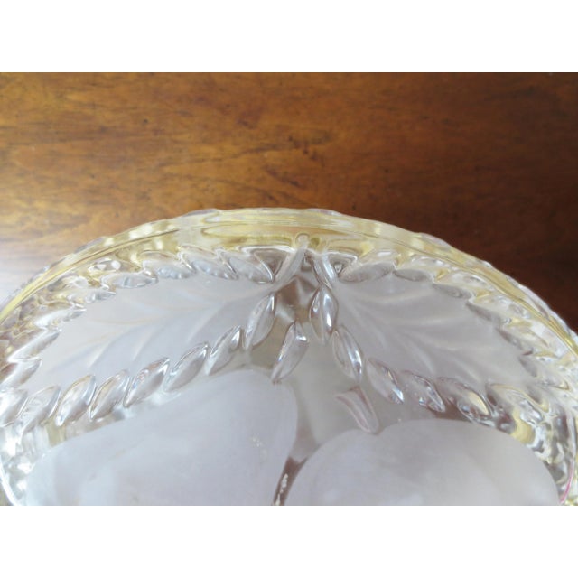 Transparent Late 20th Century Vintage Frosted Glass Hinged Jewelry Box With Gold Colored Trim For Sale - Image 8 of 11