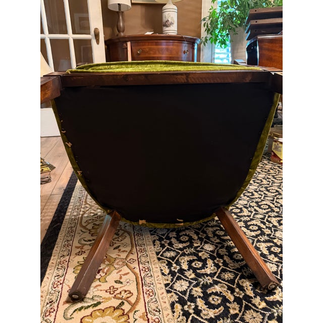 Vintage Green Velvet & Cane Accent Chair W/ Cushion For Sale - Image 14 of 14