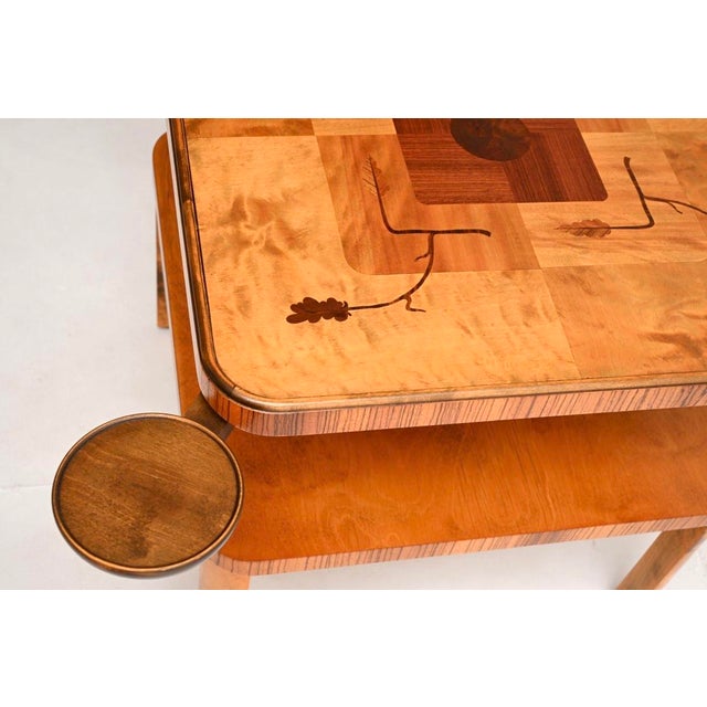 Swedish Art Deco Inlaid Satin Birch Occasional Table, 1920 For Sale - Image 9 of 11