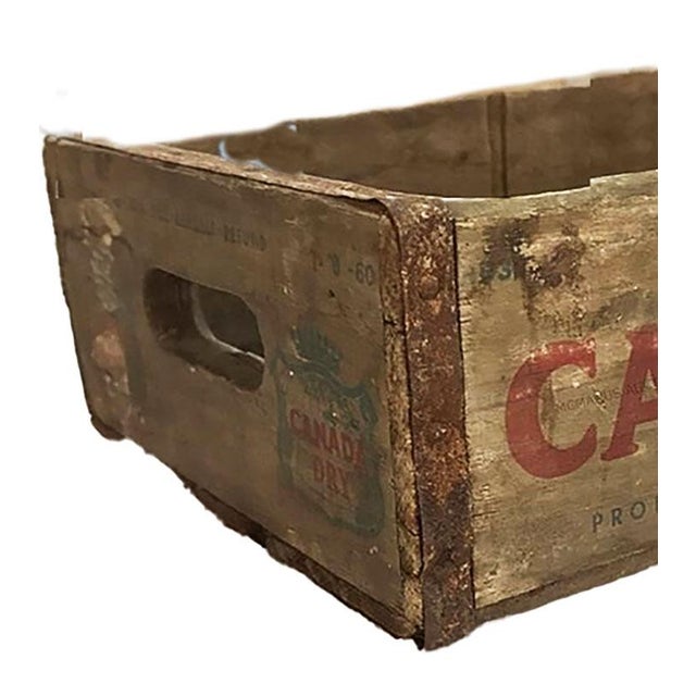 Farmhouse Mid-Century Rustic Canada Dry Wooden Soda Crate With Metal Bracing For Sale - Image 3 of 3