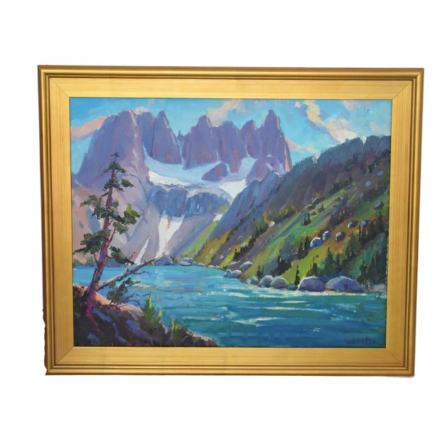 Silvio Silvestri, Listed Artist Minarets Mammoth Lake California Oil Painting Including the Antiqued Gold Wood Frame For Sale - Image 9 of 12