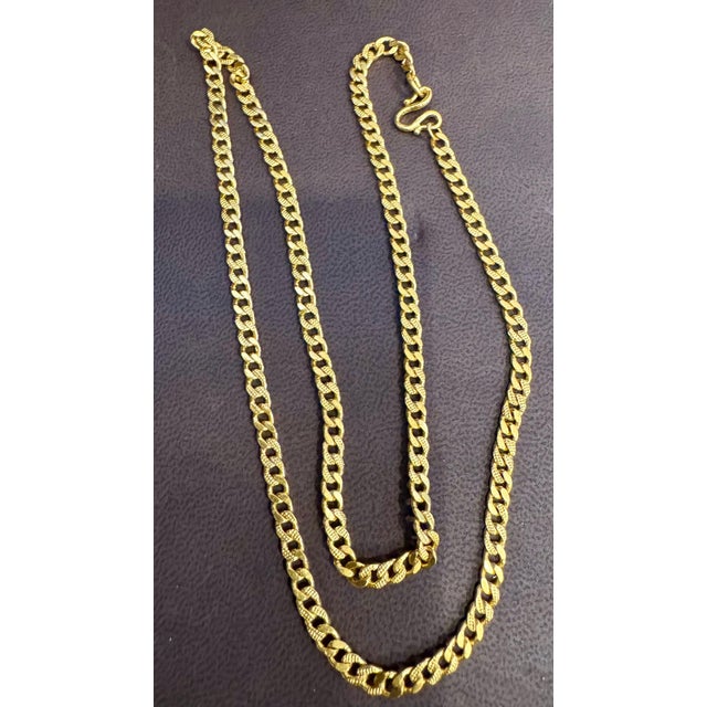 Early 21st Century 24 Karat Pure Gold Hand Made Yellow Gold LINK Chain Necklace, 37.7 Gm, 22 Inch For Sale - Image 5 of 18
