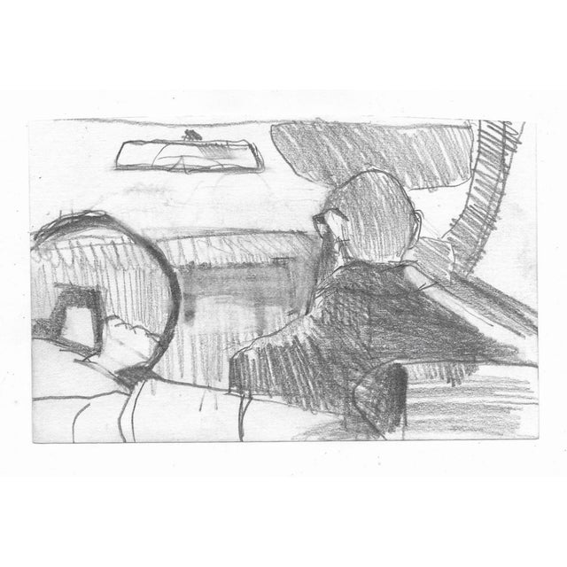 1970s driving of man in a car. Unsigned.