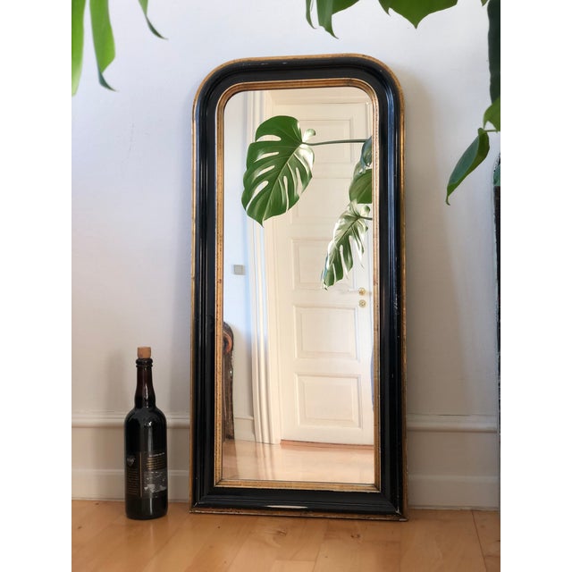 Antique French Louis Philippe Full Length Mirror – Black and Gold, Late 19th Century For Sale - Image 4 of 10