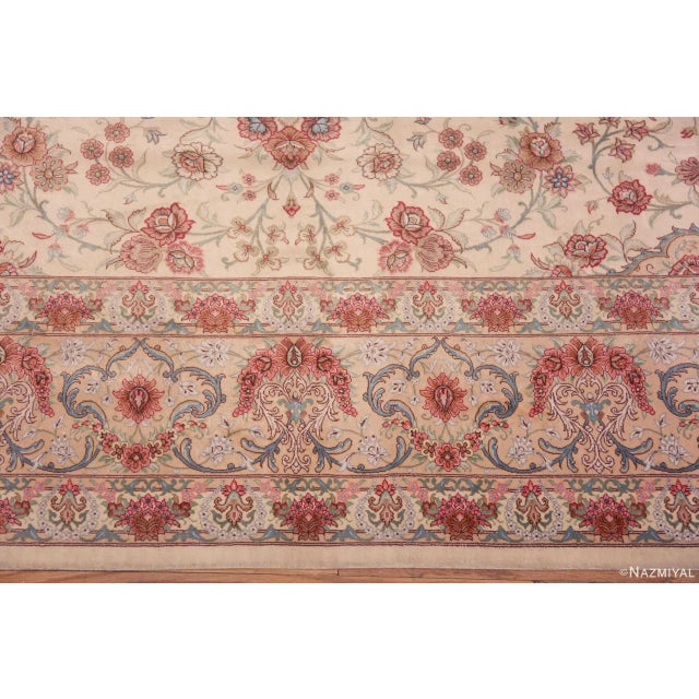 Red Nazmiyal Collection 1950s Fine Floral Room Vintage Persian Silk Qum Rug For Sale - Image 8 of 8
