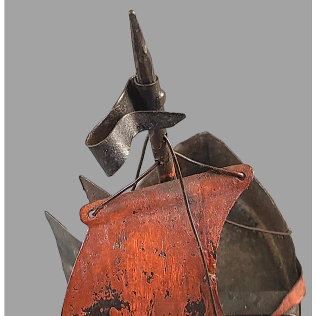 Antique Metal Viking Ship Ashtray Cigar Boat Smoke Stand Match Holder Nautical Germany For Sale - Image 10 of 11