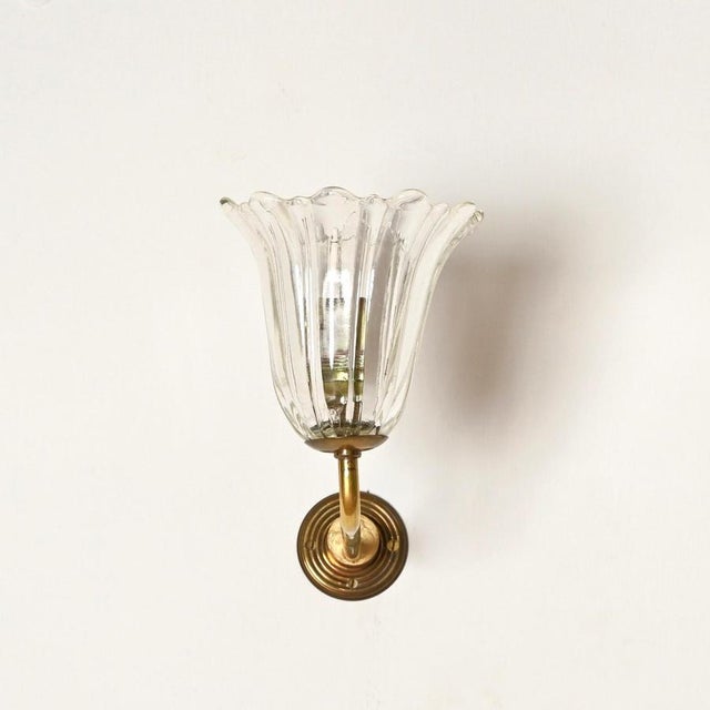Murano Glass and Brass Flower Sconces from Barovier, Italy, 1950s, Set of 2 For Sale - Image 6 of 18