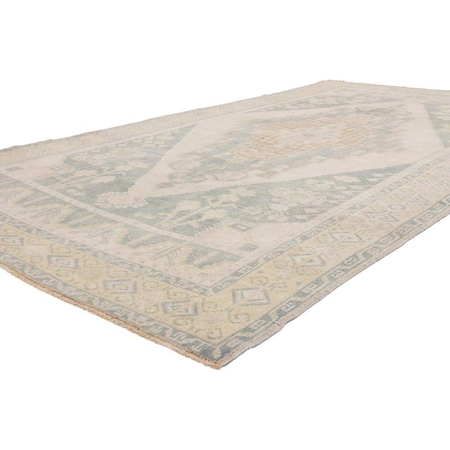 54164 Vintage Turkish Oushak Rug, 05'02 x 09'10. The Anatolian Covenant: A Vintage Turkish Oushak Masterpiece of Sacred...