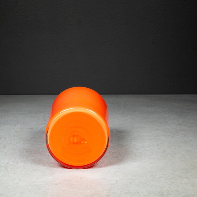 Mid-Century Modern Mid-Century Orange Vase With Black Rim c.1960 For Sale - Image 3 of 6