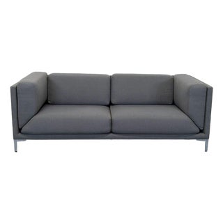 Cb2 Ciudad Modern Dark Gray Loveseat With Metal Legs For Sale