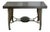 Industrial Trestle Console Table With Macassar Ebony Top and Antique Lathe Base For Sale