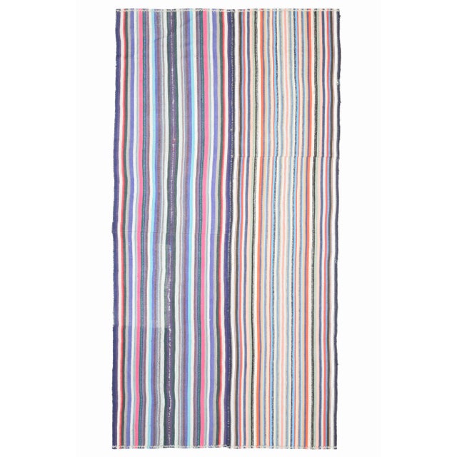 1970s Vintage Turkish Oushak Handmade Wool Cotton Blue Area Rug For Sale - Image 12 of 12