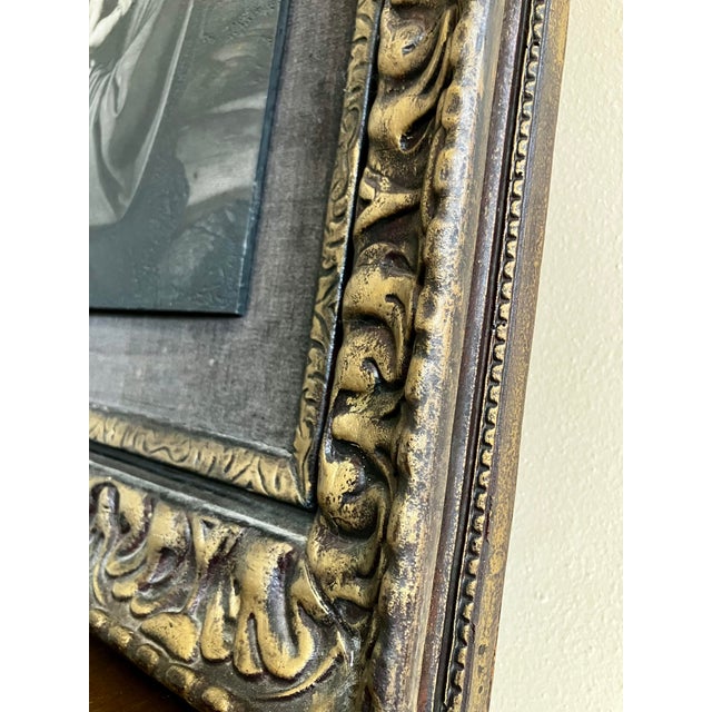 Black Antique Italian Renaissance Style Madonna and Child Gilt Frame Engraving For Sale - Image 8 of 18