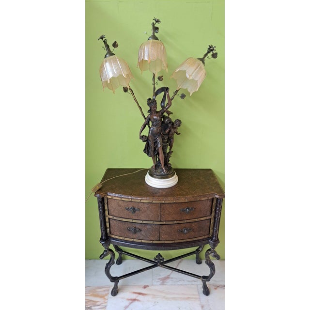 Brown Vintage Table Lamp with Sculptures, 1975 For Sale - Image 8 of 9
