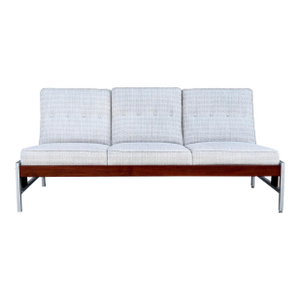 Mid-Century Walnut and Aluminum Three-Seat Sofa, 1960s