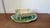 Antique Majolica Asparagus Server Set, Ceramic Drainer & Platter, French Country Kitchen, Green Glaze Serving Dish For Sale - Image 4 of 11