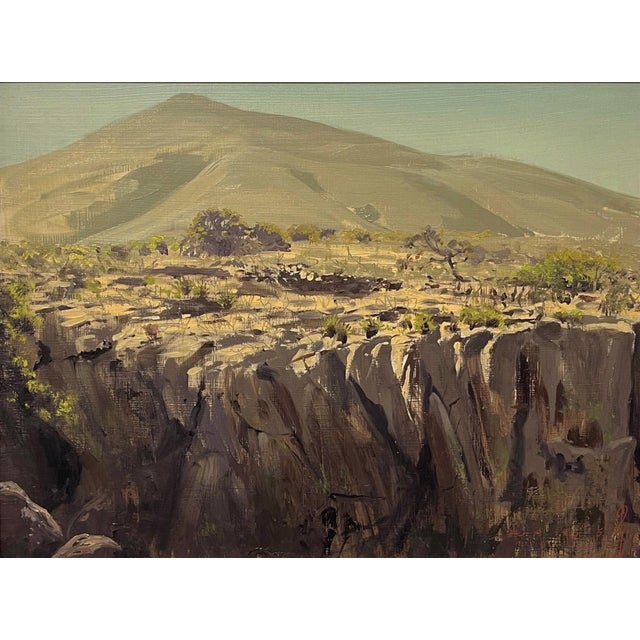 Sabanilla by Diego Glazer | Oil on panel Landscape of rocky terrain with distant hills and vegetation. For Sale