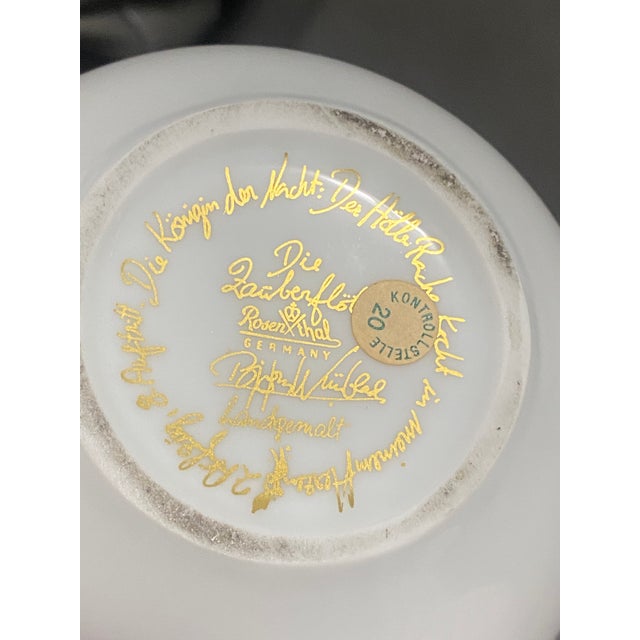White Rosenthal Bjørn Wiinblad Magic Flute Gold Sarastro Design Ceramic Bowl/Lid 1980s For Sale - Image 8 of 9