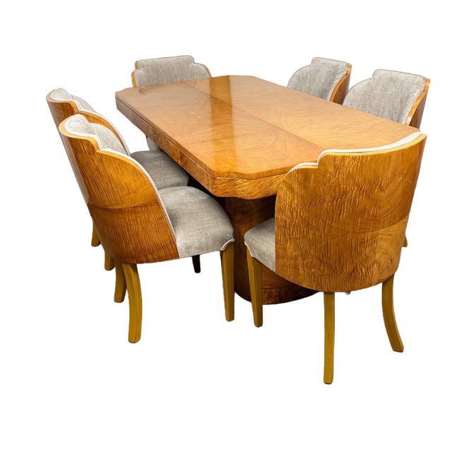 Art Deco Dining Table and Chairs, 1930s, Set of 7 For Sale