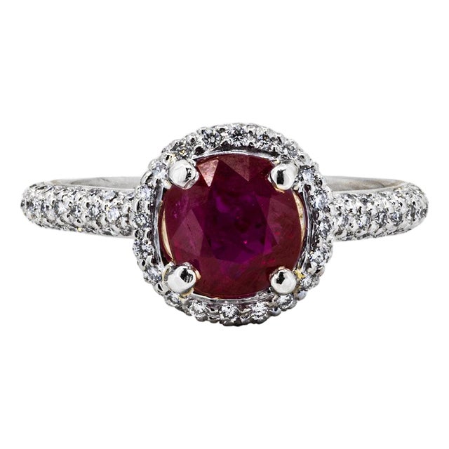 Late 20th Century AGL Certified Burma Ruby Ring, Size 6.75 For Sale