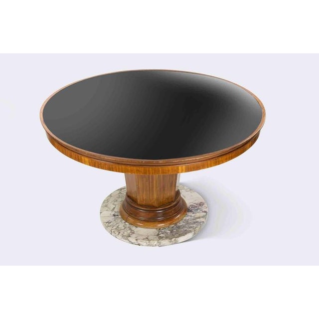 Mid-Century Wooden Table with Marble Base and Glass Top, Mid-20th Century For Sale - Image 6 of 7
