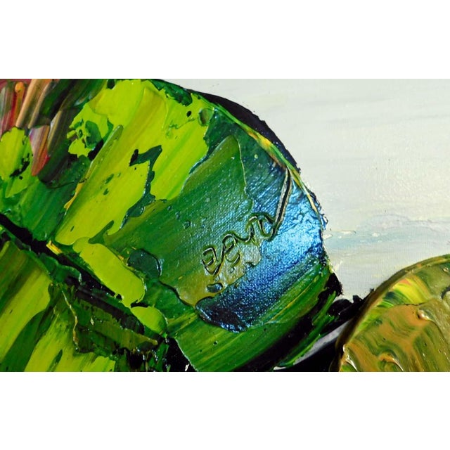 Maya Eventov Original Painting on Canvas Custom Framed Lily Pads For Sale - Image 13 of 13