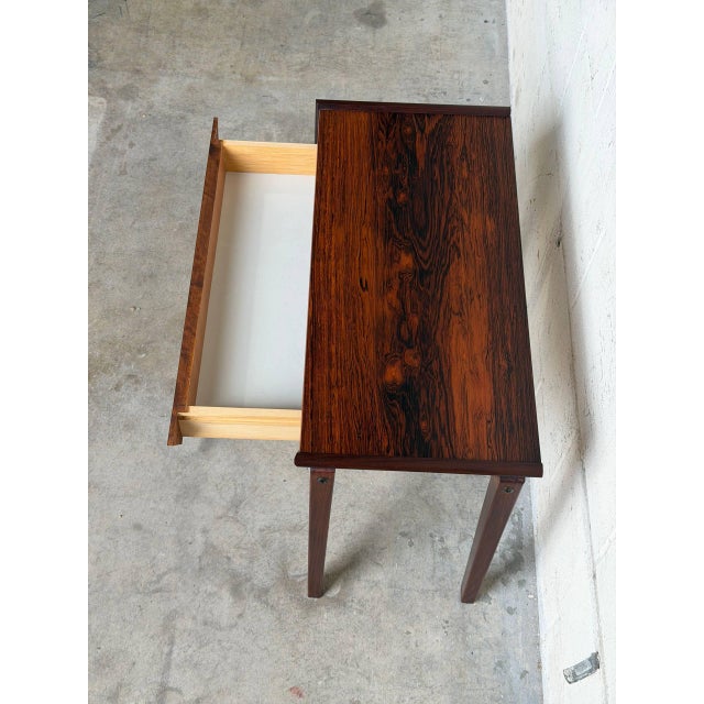 Brown Rosewood One Drawer Entry Table Small Nightstand Side Table Desk Denmark 1960s For Sale - Image 8 of 10