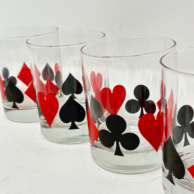 1990s Poker Suit Cocktail Glasses and Ice Bucket - Set of 5 For Sale - Image 4 of 7