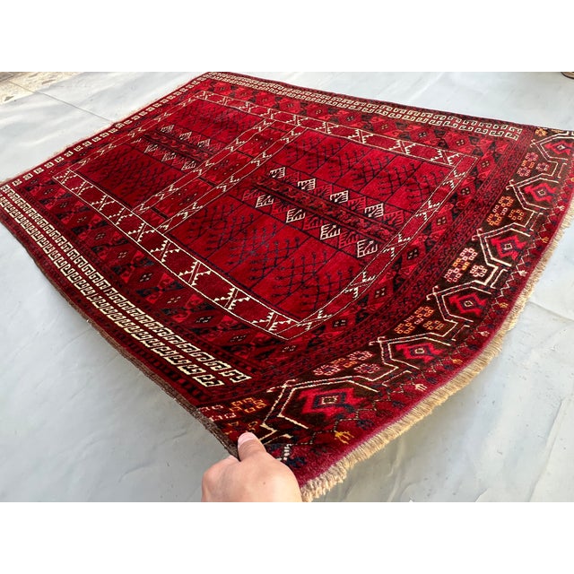 Tribal Antique Ersari Turkmen Hatchli Parda Yurt Door Hanging Rug - 6'8" X 4'11" For Sale - Image 3 of 12