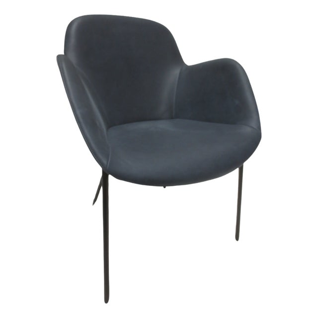 Walter Knoll Sheru Armchair in Black Leather (New) For Sale