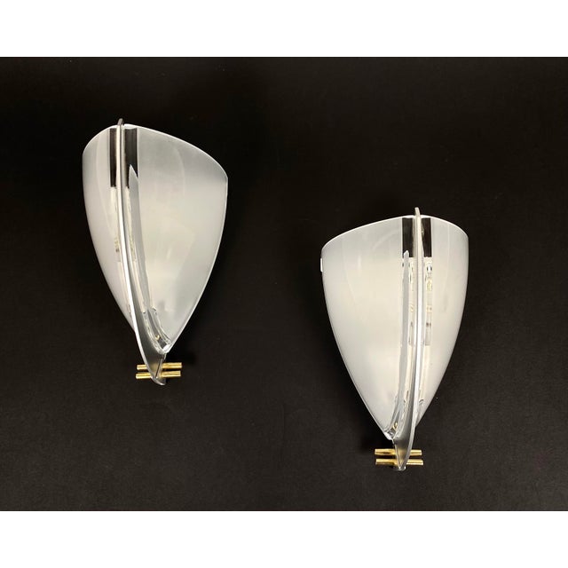Vintage pair of VeArt Artemide Wall Sconces by Ernesto Gismondi (1931-2020) hand crafted, Italy, 1990s Beautiful Mouth-...