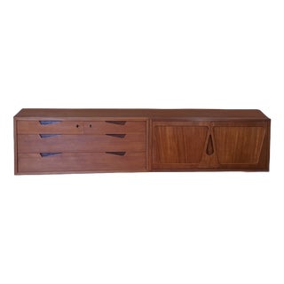 Mid-Century Scandinavian Rival Wall-Mounted Teak Storage Unit, 1960s For Sale