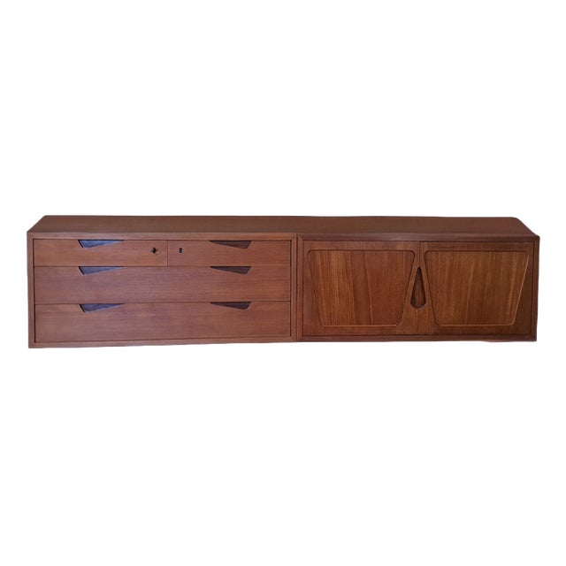 Mid-Century Scandinavian Rival Wall-Mounted Teak Storage Unit, 1960s For Sale