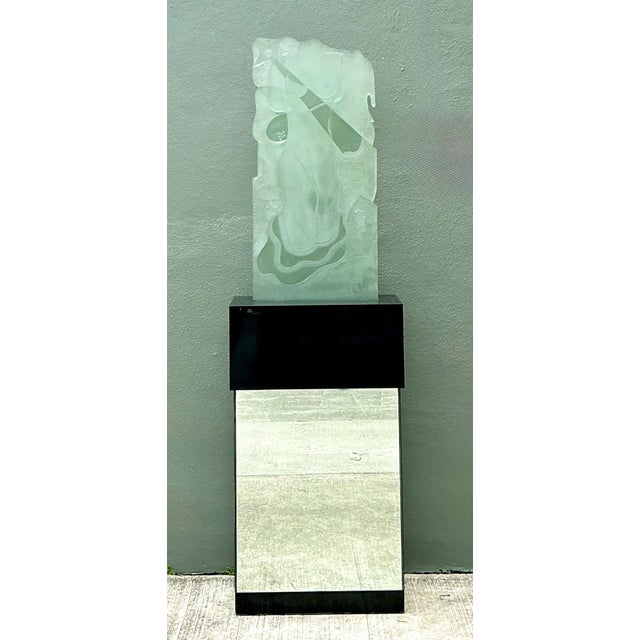 Vintage 1937 Joris Minne Et Albert Algae Frosted Glass Sculpture For Sale - Image 9 of 14