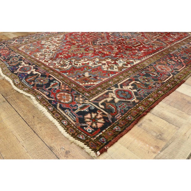 Antique Persian Heriz Rug - 06'03 X 09'00 For Sale In Dallas - Image 6 of 9