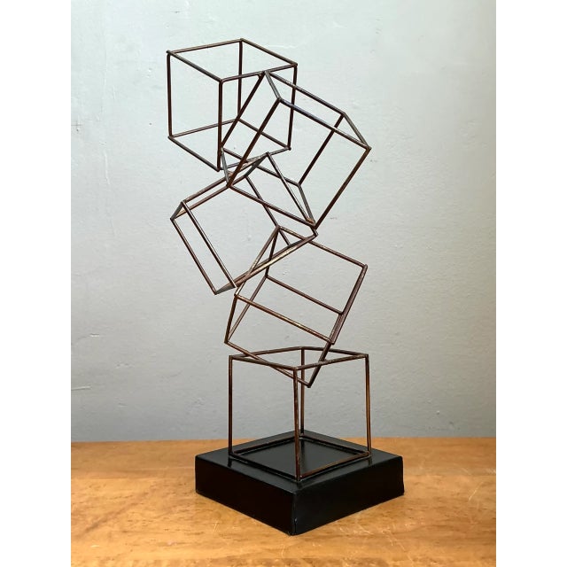 Late 20th Century Vintage Geometric Metal Cube Sculpture For Sale - Image 5 of 12