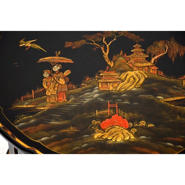 Antique Chinoiserie Lacquered Nesting Tables, 1920s, Set of 5 For Sale - Image 12 of 14