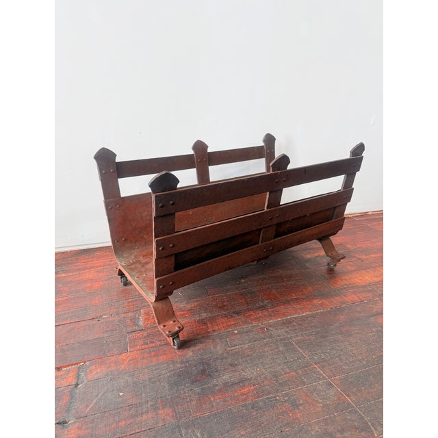 Gustav Stickley Style Arts and Crafts Copper and Iron Log Holder, C. 1910 For Sale - Image 9 of 12