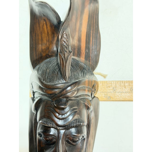 Vintage Hand-Carved Maya Maize God Hardwood Wall Mask For Sale - Image 12 of 12