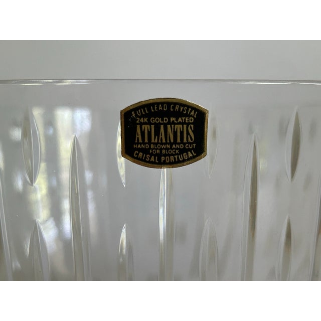 Late 20th Century Atlantis Portugal Full Lead Crystal Centerpiece Bowl With 24k Gold Plated Base For Sale - Image 5 of 9