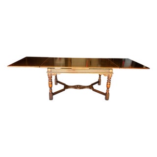 Absolutely Stunning 1940s Solid Wood - Macassar Ebony - Draw Leaf Table. Custom Build by Berkey and Gay High End Furniture Company For Sale