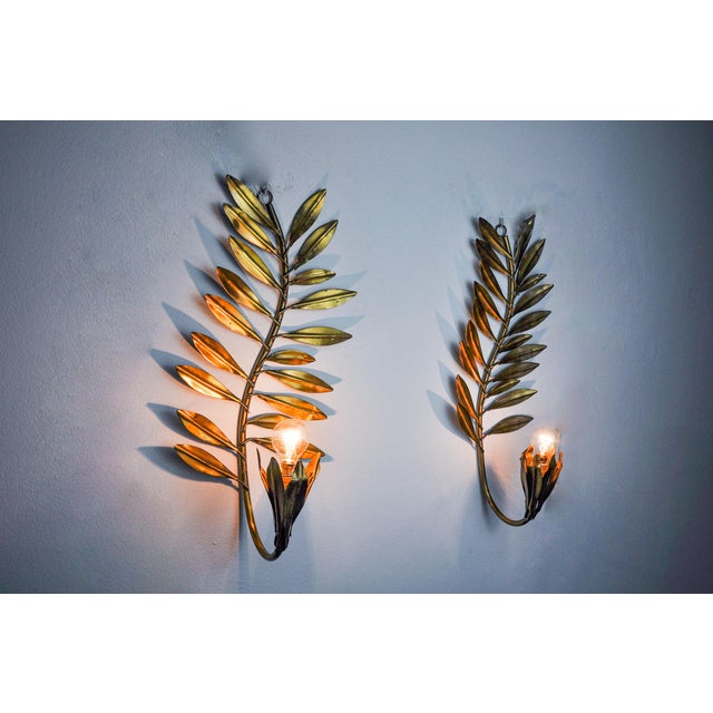 Golden Floral Sconces by Ferro Arte, Spain, 1980s, Set of 2 For Sale - Image 6 of 8