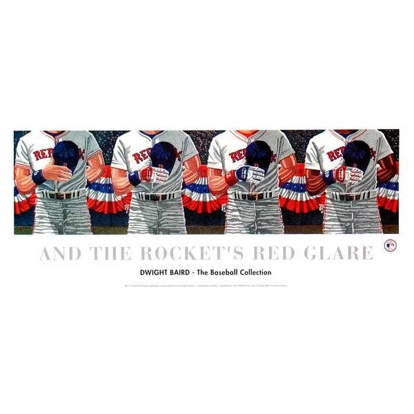 Modern 1994 Dwight Baird 'And The Rockets Red Glare' Outsider Art Black & White,Blue,Red,White Canada Offset Lithograph For Sale - Image 3 of 3