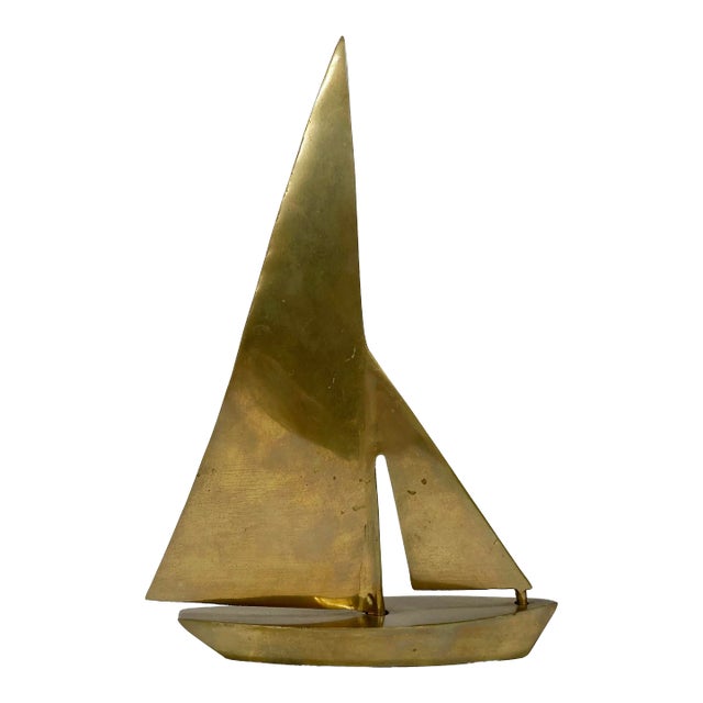Vintage Dolbi Cashier Attributed MCM Brass Sailboat For Sale