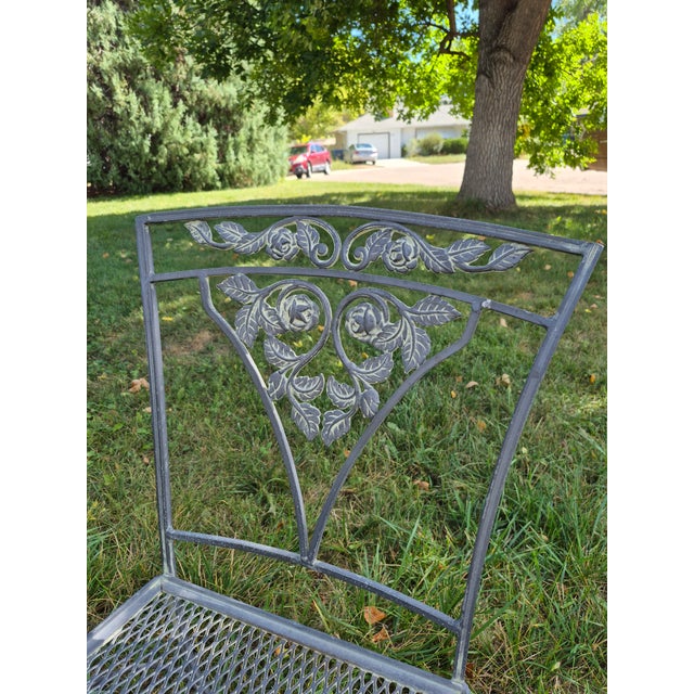 Mid 20th Century Vintage Wrought Iron Patio Set Attributed to Woodard Furniture's Orleans Collection For Sale - Image 5 of 13