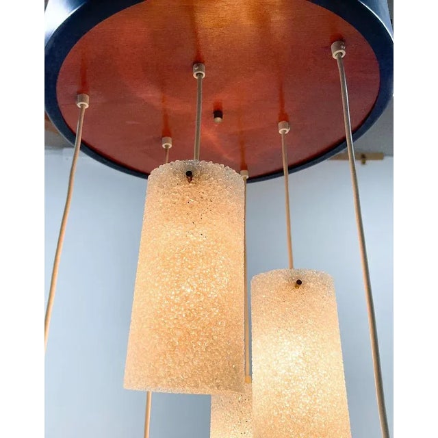 Mid-Century Cascade Wood & Crushed Plastic Pendant Light, 1970s For Sale - Image 6 of 9