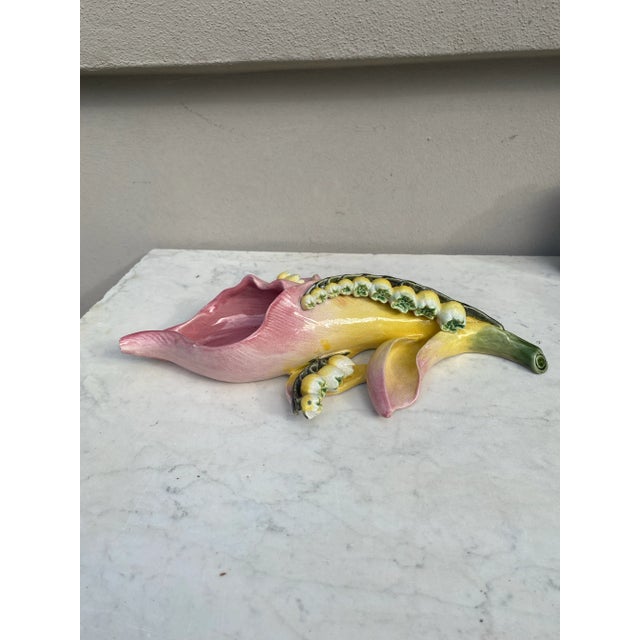 Late 19th Century French Majolica Lily of the Valley Wall Pocket Fives Lille Circa 1890 For Sale - Image 5 of 6